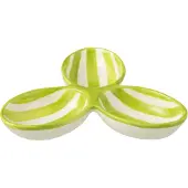 J-Line Apero dish granada stripes clover ceramic white green