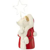J-Line Père noël led etoile resin blanc/rouge small