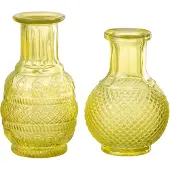 J-Line Vase kano verre jaune assortiment de 2