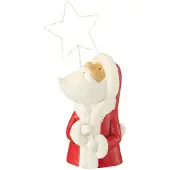 J-Line Père noël led etoile resin blanc/rouge large