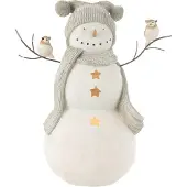 J-Line Bonhomme de neige oiseaux resine blanc/gris large