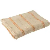 J-Line Plaid lignes lin/coton beige/rouille