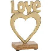 J-Line Love coeur sur pied aluminium/bois or small