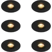 QAZQA Lot de 6 Spot encastré moderne noir 12 cm - Buco