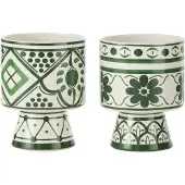J-Line Cachepot rhodes ceramique vert medium assortiment de 2