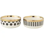 J-Line Bol pois/lignes ceramique mix assortiment de 2