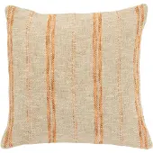J-Line Coussin carre lignes lin/coton beige/rouille
