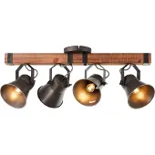 Brilliant Plafonnier 4 lumières Decca noir avec du marron