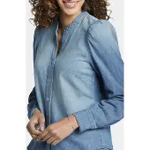 Nydj Puff Sleeve Denim Shirt Bleu Moyen | Crown