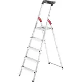 Hailo Escabeau L60, EN 131, avec plateau multifonction et protecteur d'articulation, jusqu'à 150 kg, 5 marches