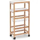 Zeller Etagère de salle de bain 2 étagères, 2 paniers, bambou, blanc 40x22x83cm