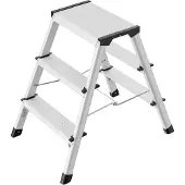 Hailo -Werk L90 - escabeau - 3 marches - 2 sections - hauteur de travail : 2,4 m - aluminium (4443-701)
