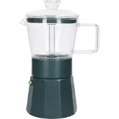 La Cafetière Machine à espresso, 6 tasses, 0,29 L, inox, verre, vert - | Verona