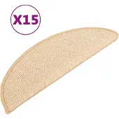 vidaXL Tapis d'escalier 15 pièces 56 x 17 x 3 cm Crème Demi-rond