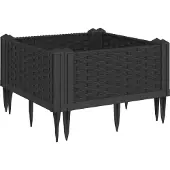 vidaXL Jardinière avec piquets noir 42,5x42,5x28,5 cm PP