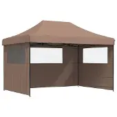 vidaXL Tente de réception pliable Pop-Up avec 3 parties latérales brun