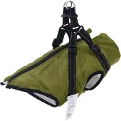 vidaXL Manteau pour chien Harnais Imperméable Réfléchissant Vert Armée L36