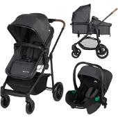 Bebeconfort Haze Trio, poussette 3 en 1 set complet, 0-4 ans, unité de siège 2 en 1, poussette réversible & légère, coque i-Size pour bébé,Tinted Grey