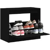 vidaXL Armoire à chaussures noir 80x42x69 cm bois d'ingénierie