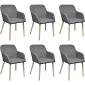 vidaXL Chaises de salle à manger 6 pcs. Gris clair Tissu et bois massif Chêne
