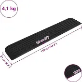 vidaXL Rampe de seuil 110x21x2,5 cm Caoutchouc