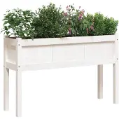 vidaXL Jardinières avec pieds blanc 110x31x70 cm bois de pin massif