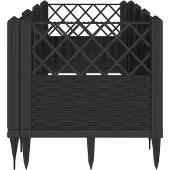vidaXL Jardinière avec piquets noir 123,5x43,5x43,5 cm PP