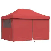 vidaXL Tente de réception pliable Pop-Up avec 4 panneaux latéraux rouge bourgogne