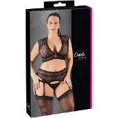 Cottelli Plus Size - ensemble de lingerie en dentelle avec strass (noir) - 3XL
