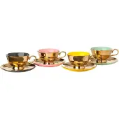 Pols Potten Tasses et Soucoupes POLSPOTTEN Legacy Gold 200 ml (Ensemble de 4)