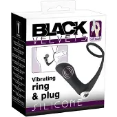Black Velvets - plug anal vibrant avec cockring - silicone noir