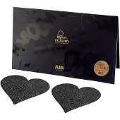 Bijoux indiscrets Flash Cœur, Cache Sein Auto-Fixant & Hypoallergénique en Tissu Souple Pailleté, Noir