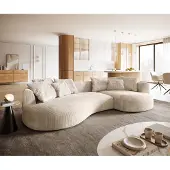 DELIFE Canapé Edina 330x170 cm Velours côtelé Beige
