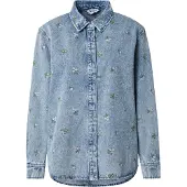 ONLY Chemisier 'ONLVera' bleu denim / vert / rosé / blanc cassé