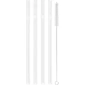 Zwilling Pailles en verre transp. droites, set de 4, + brosse de nettoyage, Pailles, Transparent