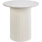 Beliani Table d'appoint beige clair pierre agglomérée piètement métallique ø 50 cm aspect naturel design moderne salon