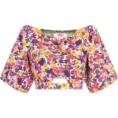 Swirly T-shirt 'Spring Summer' jaune / violet / lavande / blanc