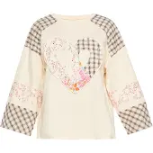 SANIKA T-shirt beige / chocolat / rose
