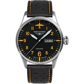 Bauhaus Montre pour homme Modèle : 2766-5 avec cadran noir et chiffres arabes oranges