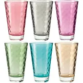 Leonardo Verres à  eau avec cercles en relief multicolore - Lot de 6 assortis OPTIC