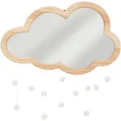 vidaXL Miroir En Bois D'Hévéa Nuage - Beige