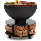 Blumfeldt Brasero Exterieur pour le Jardin, Brasero Plancha Portable avec Grille de BBQ, Bol en Acier, Brasero Barbecue avec Foyer pour le Camping, Brûleur à Bois, Ultra Solide, 60 x 56 x 60 cm
