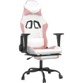 vidaXL Chaise de jeu avec fonction de massage Blanc et rose Similicuir