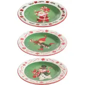 J-Line Assiette rond xmas dolomie mix assortiment de 3