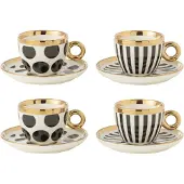 J-Line Boite 4 tasses + sous-tasses ceramique mix
