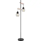 Globo Lampadaire sur pied Mina noir avec du bois