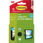 3M UU001580958 Pack de 4 x 2 Languettes petites d'accrochage de tableaux pour cadres/murs foncés 1,8 kg