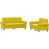 vidaXL ensemble de canapé 2 pièces avec coussin Jaune velours