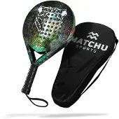 Matchu Sports - Padel Racket - Bear - Padel - Padelrackets - Rond - Carbon - Groen - Inclusief padel tas