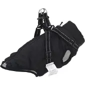 vidaXL Manteau pour chien avec harnais Imperméable Réfléchissant Noir L36